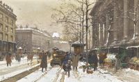 Galien Laloue Eugene Place De La Madeleine Marche Aux Fleurs canvas print