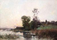 Galien Laloue Eugene غروب الشمس على النهر Ca. 1900