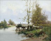 Galien Laloue Eugene The Pond At The Edge Of The Village