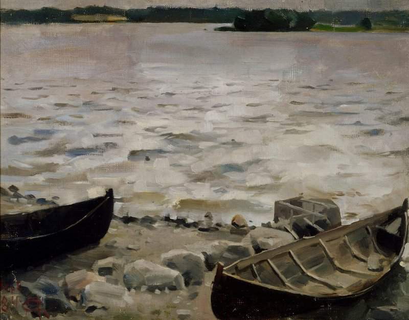 Tableaux sur toile, riproduzione de Gallen Kallela Akseli Boats On The Shore 1884