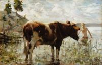 Gallen Kallela Akseli Cow And Boy 1885 canvas print