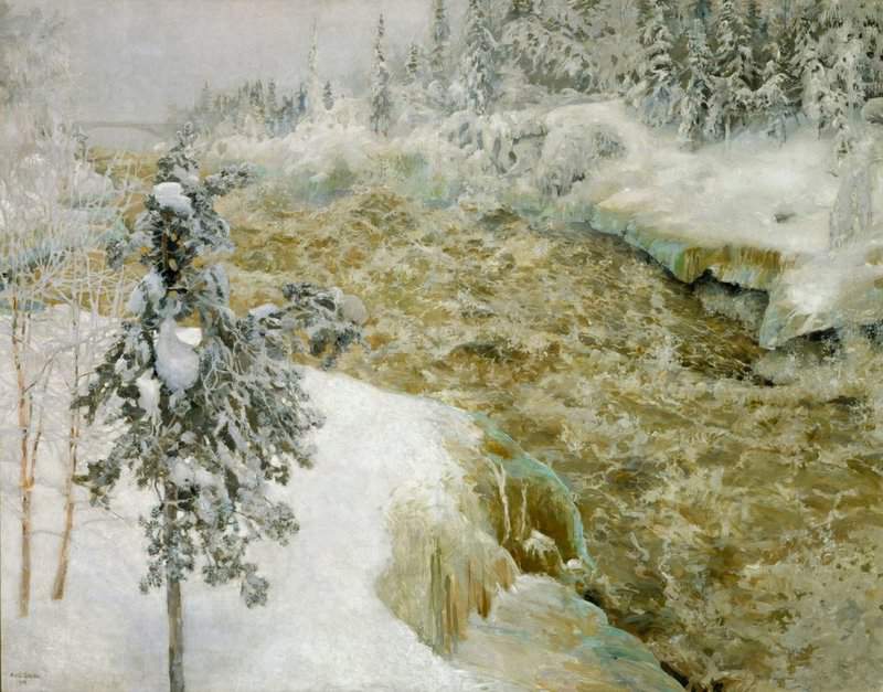 Tableaux sur toile, riproduzione de Gallen Kallela Akseli Imatra Falls In Snow Imatra In Winter 1893