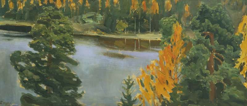 Tableaux sur toile, riproduzione de Gallen Kallela Akseli Lake View In Autumn 1905