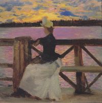 Gallen Kallela Akseli Marie Gallen At The Kuhmoniemi Bridge 1890 canvas print