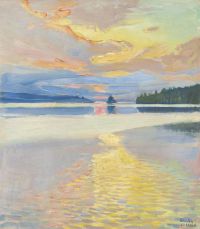 Gallen Kallela Akseli Sunset Over Lake Ruovesi 1915 16 canvas print