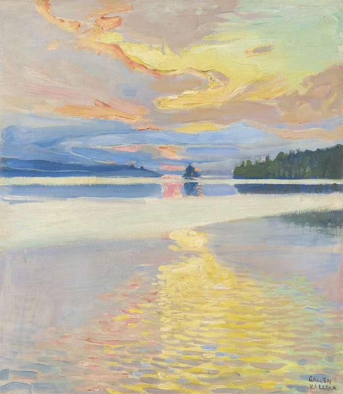 Tableaux sur toile, riproduzione de Gallen Kallela Akseli Tramonto sul lago Ruovesi 1915 16