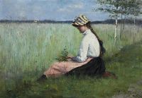 Gambogi Raffaello Girl In A Meadow canvas print