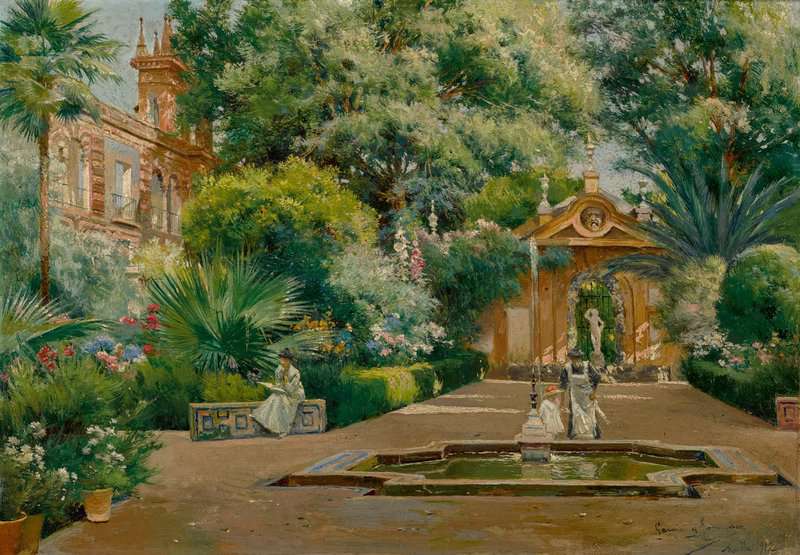 Garc A Y Rodriguez Manuel Dappled Sunlight In A Garden 1912 canvas print