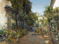 Garc AY Rodriguez Manuel Garten in Sevilla Ca. Leinwanddruck von 1920