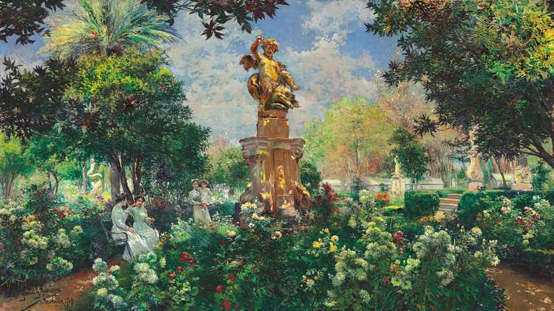 Tableaux sur toile, riproduzione di Garc AY Rodriguez Manuel In The Park Siviglia 1909