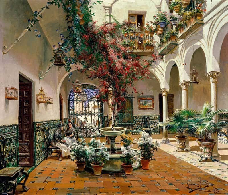 Garc A Y Rodriguez Manuel Inside Courtyard Seville 1920 canvas print