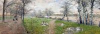 Garc AY Rodriguez Manuel Personnages Sur La Rive Du Guadalquivir Sevilla 1900 Leinwanddruck
