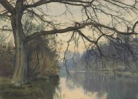 정원 윌리엄 프레이저 1892년 강둑 위의 큰 나무