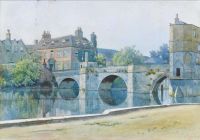 Garten William Fraser Die Brücke in St. Ives Huntingdonshire 1890