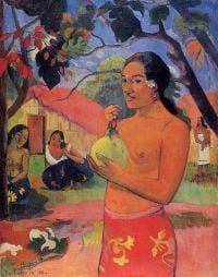 Gauguin Frau, die Frucht hält