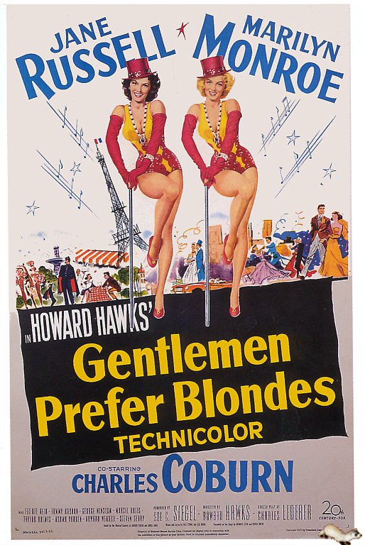 Tableaux sur toile, riproduzione di Gentlemen Prefer Blondes 1953 poster del film