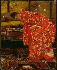 George Hendrik Breitner Chica en un kimono rojo 1896