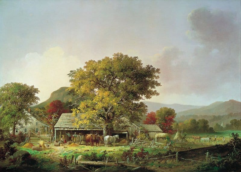 Tableaux sur toile, reproduction de George Henry Durrie Autumn In New England Cider Making 1863