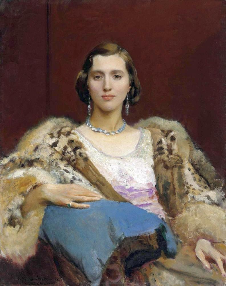 George Spencer Watson Miss Dewitt Wearing A Leopard Stole canvas print