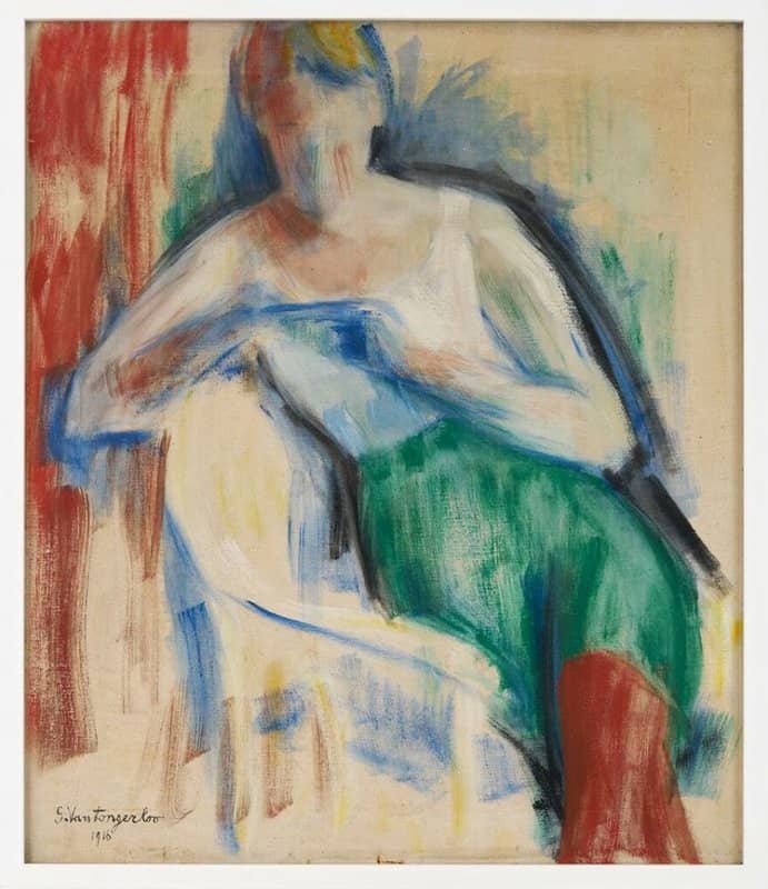 Tableaux sur toile, reproduction de Georges Vantongerloo Zittende Vrouw - Sitting Woman - 1916