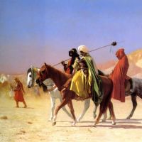 Gerome árabes cruzando el desierto