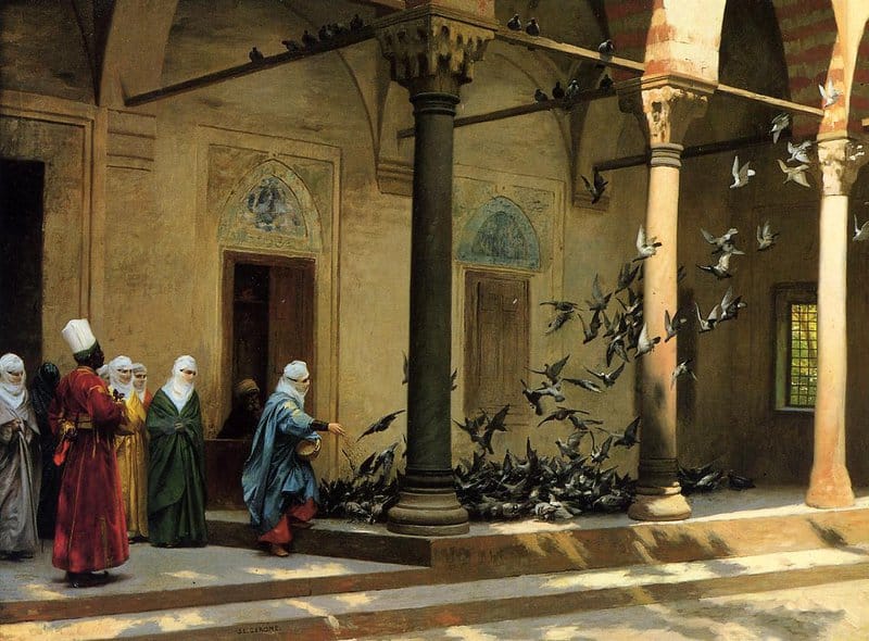 Gerome Jean Leon Harem Women Feeding Pigeons In A Courtyard 1894 canvas print