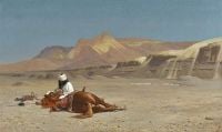 جيروم جان ليون رايدر وفرسه في الصحراء 1872