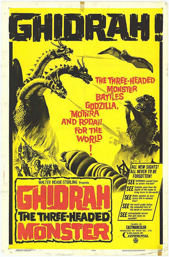 Stampa su tela Ghidrah The Three Headed Monster Godzilla Movie Poster