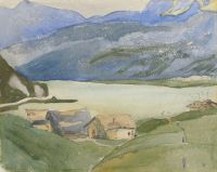 Giacometti Giovanni Blick von Capalago auf Silsersee und Corvatsch