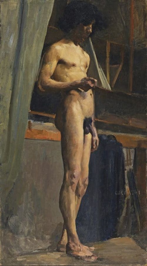 Giacometti Giovanni Stehender Mannerakt Ca. 1889 91 canvas print