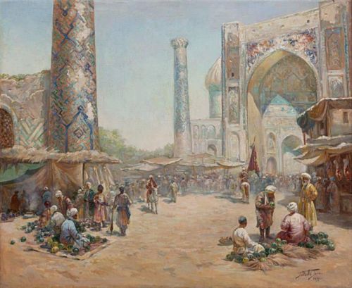 Gigo Gabashvili Bazaar In Samarkand - 1890s canvas print