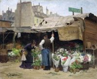 Gilbert Victor Gabriel At The Flower Market 1878 canvas print