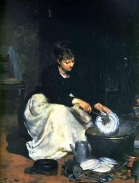 Gilbert Victor Gabriel The Kitchen Maid Or Washing The Dishes