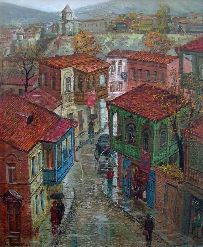 Tableaux sur toile, reproduction de Giovanni Vepkhvadze Old Tbilisi