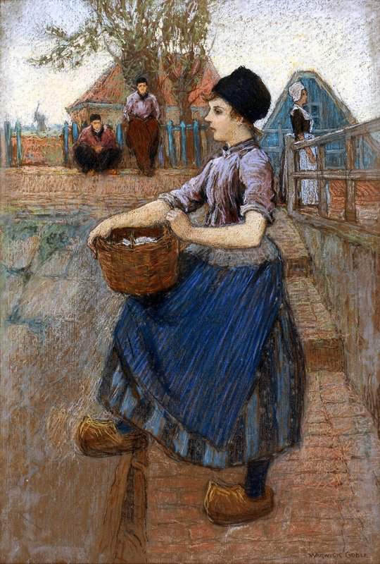 Goble Warwick Dutch Girl With A Basket canvas print