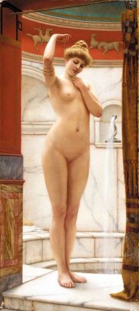 لوحة Godward John William A Pompeian Bath 1890 على القماش