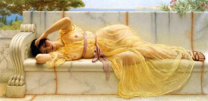 Godward John William Girl In Yellow Drapery 1901 canvas print