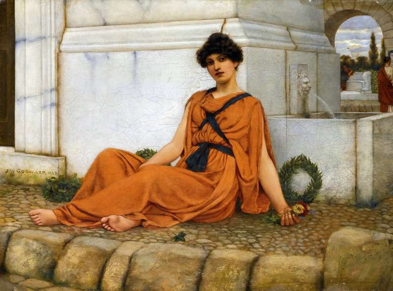 Godward John William Repose The Flower Girl Ca. 1897 99 canvas print