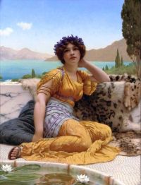 Godward John William With Violets Wreathed And Robe Of Saffron Hue 1902 canvas print