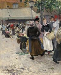 Goeneutte Norbert Le Marche Des Halles Paris Ca. 1888 canvas print