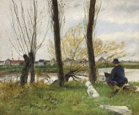 Göneutte Norbert Peintre Au Bord D Une Riviere 1893