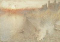 Goodwin Albert London im Rauch ihres brennenden Leinwanddrucks von 1907