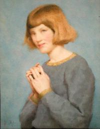 Gotch Thomas Cooper Porträt von Phyllis Gotch in Blau Ca. 1895