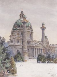 Graner Ernst Die Karlskirche Im Winterlichen Wien