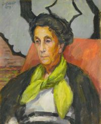 Grant Duncan Portrait Of Mrs. Hammersley In A Green Scarf 1959