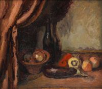 Grant Duncan Still Life With Black Bottle And An Auerbergine 1926