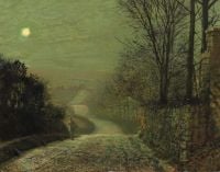 Grimshaw Arthur EA Country Lane By Moonlight 1875. غريمشو آرثر إي إيه كانتري لين باي مونلايت XNUMX