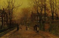 Grimshaw Arthur E A Village Street On Sunday Eve 1881 canvas print