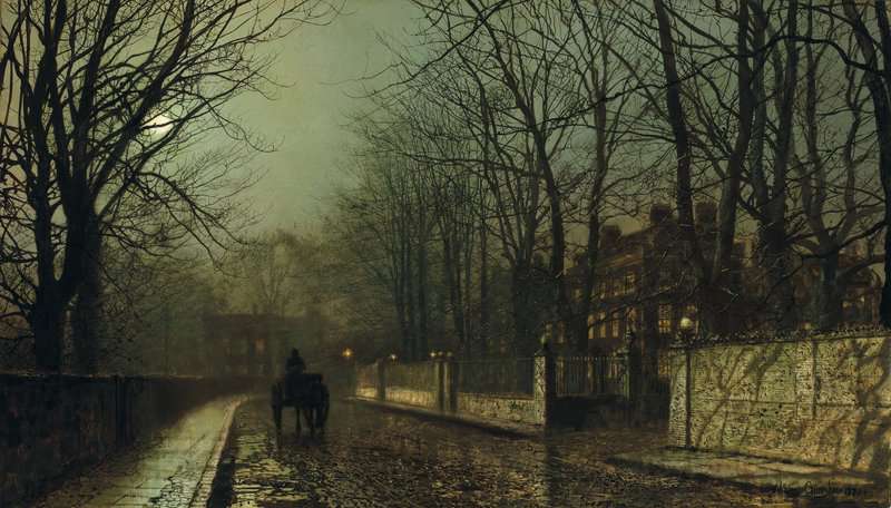 Grimshaw Arthur E A Wet Moon Putney Road 1886 canvas print