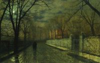 Grimshaw Arthur E Figures In A Moonlit Lane After Rain canvas print